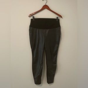 Maternity High Waist Faux Leather Front Leggings